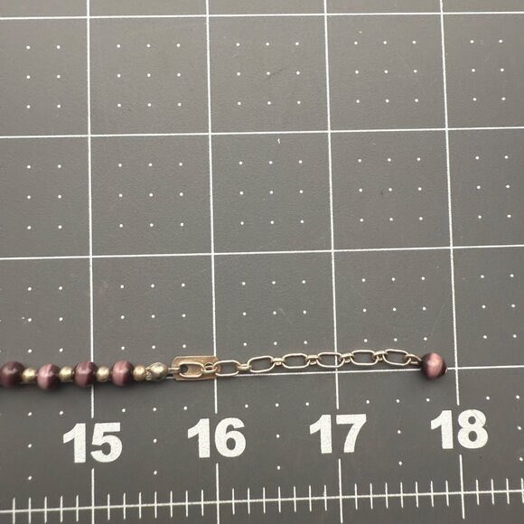 Vintage‎ Sterling Silver & Purple Beaded Necklace With Adjustable Clasp Chain - Picture 8 of 8